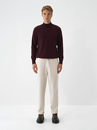 Xint Bej Lüks Dokulu Soft Kadife Slim Fit Sweat Pantolon