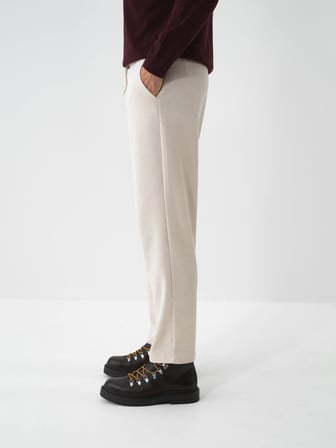 Xint Bej Lüks Dokulu Soft Kadife Slim Fit Sweat Pantolon