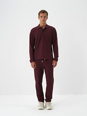 Xint Bordo Pamuk Dokulu Regular Fit Sweat Pantolon