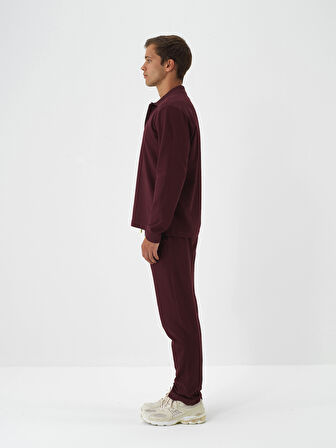 Xint Bordo Pamuk Dokulu Regular Fit Sweat Pantolon