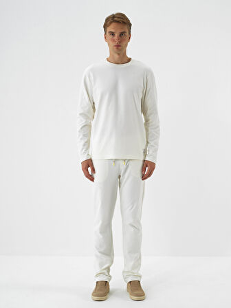 Xint Ekru Pamuk Dokulu Regular Fit Sweat Pantolon