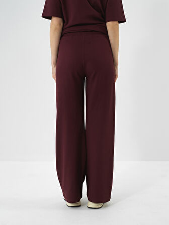 Xint Bordo Pamuk Dokulu Oversize Sweat Pantolon