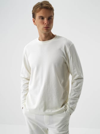 Xint Ekru Pamuk Dokulu Regular Fit Uzun Kollu Tişört
