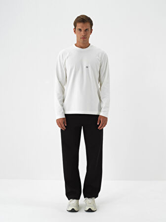 Xint Ekru Pamuk Dokulu Regular Fit Uzun Kollu Tişört