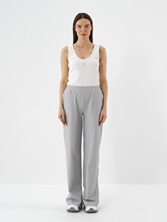 Xint Gri Pamuk Dokulu Oversize Sweat Pantolon