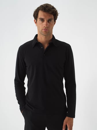 Xint Siyah Modal Dokulu Slim Fit Uzun Kollu Tişört