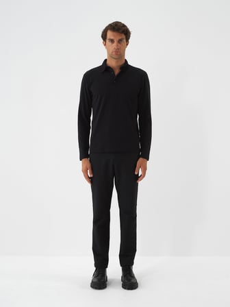 Xint Siyah Modal Dokulu Slim Fit Uzun Kollu Tişört