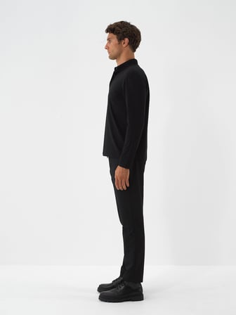 Xint Siyah Modal Dokulu Slim Fit Uzun Kollu Tişört