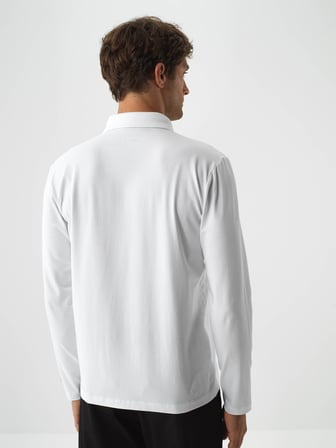 Xint Beyaz Modal Dokulu Slim Fit Uzun Kollu Tişört