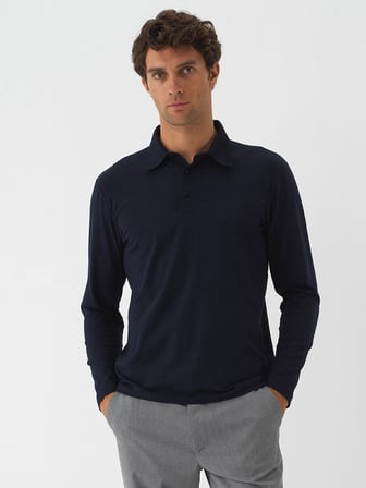 Xint Lacivert Modal Dokulu Slim Fit Uzun Kollu Tişört