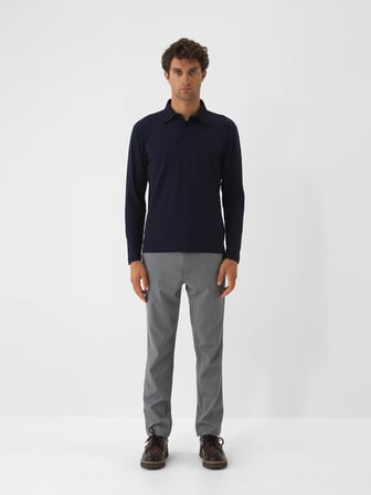 Xint Lacivert Modal Dokulu Slim Fit Uzun Kollu Tişört