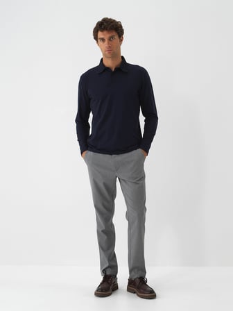 Xint Lacivert Modal Dokulu Slim Fit Uzun Kollu Tişört