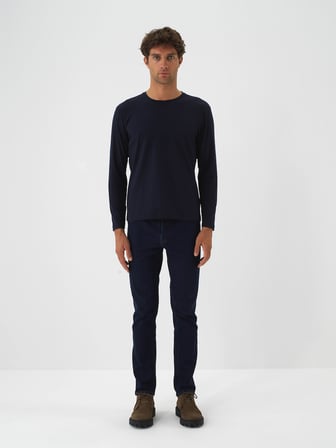 Xint Lacivert Modal Dokulu Slim Fit Uzun Kollu Tişört