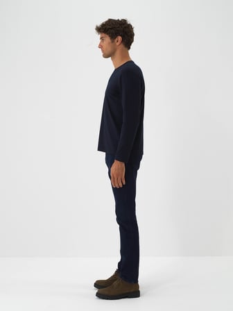Xint Lacivert Modal Dokulu Slim Fit Uzun Kollu Tişört