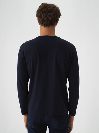 Xint Lacivert Modal Dokulu Slim Fit Uzun Kollu Tişört