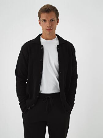 Xint Siyah Yumuşak Dokulu Regular Fit Hırka