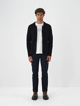 Xint Lacivert Yumuşak Dokulu Regular Fit Hırka