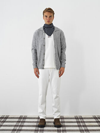 Xint Gri Yumuşak Dokulu Regular Fit Hırka