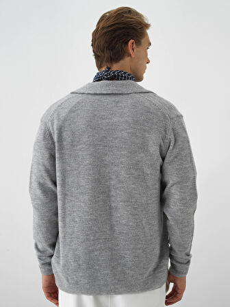 Xint Gri Yumuşak Dokulu Regular Fit Hırka