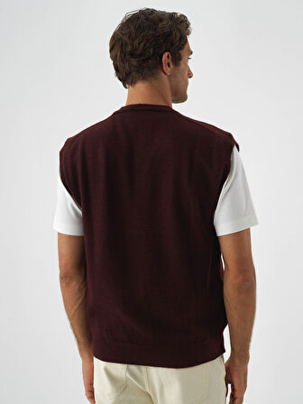 Xint Bordo Yumuşak Dokulu Regular Fit Süveter