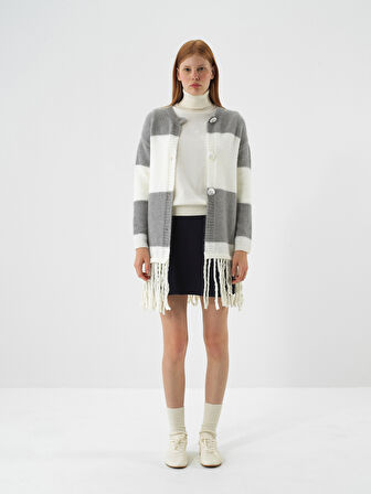 Xint Ekru Yumuşak Dokulu Oversize Hırka