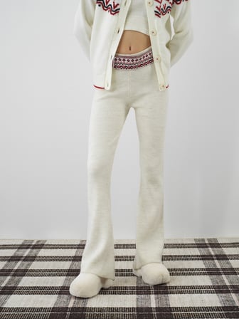 Xint Ekru Doğal Yün Dokulu Regular Fit Pantolon