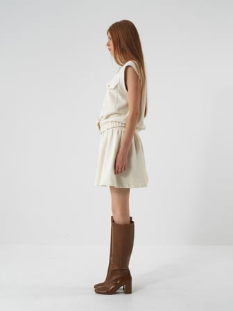 Xint Ekru Işıltılı Lurex Detaylı Oversize Etek