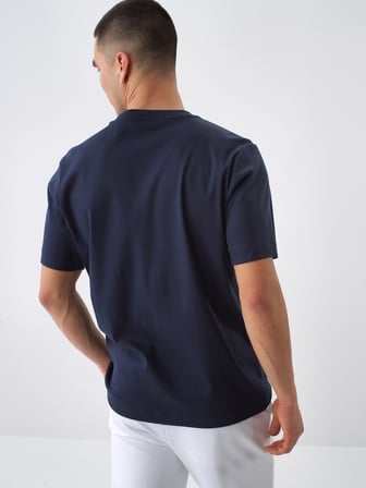 Xint Lacivert Lüks Merserize Dokulu Regular Fit Tişört
