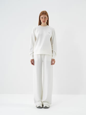 Xint Ekru Modal Dokulu Oversize Sweatshirt