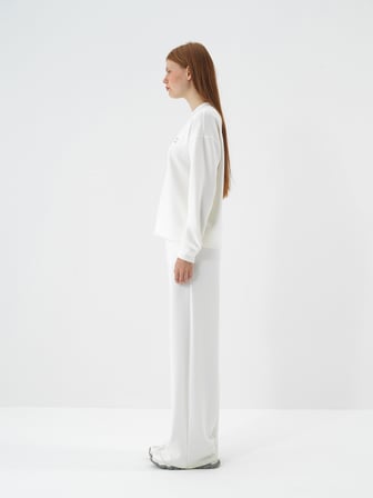 Xint Ekru Modal Dokulu Oversize Sweatshirt
