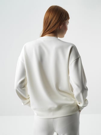 Xint Ekru Modal Dokulu Oversize Sweatshirt