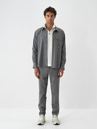 Xint Gri Esnek Dokulu Regular Fit Gömlek Ceket