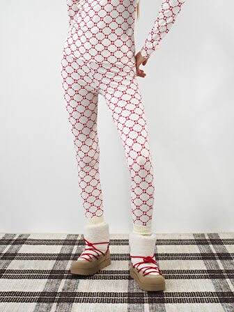 Xint Ekru Esnek Dokulu Slim Fit Tayt