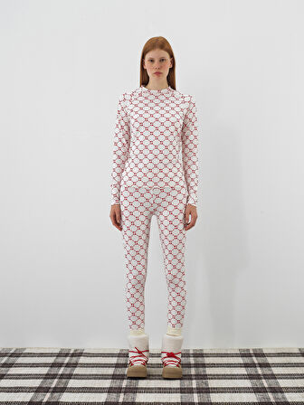 Xint Ekru Esnek Dokulu Slim Fit Tayt