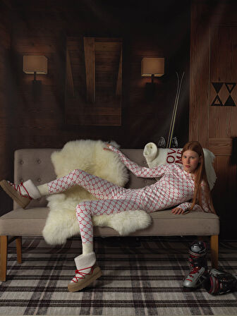 Xint Ekru Esnek Dokulu Slim Fit Tayt