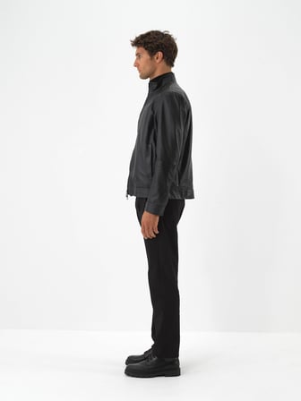 Xint Siyah Gerçek Deri Regular Fit Mont