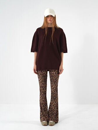 Xint Bordo Yumuşak Dokulu Oversize Kazak