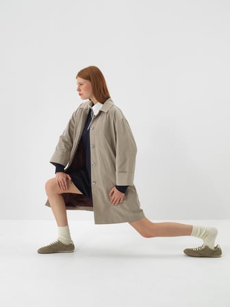 Xint Naturel Formunu Koruyan Oversize Trençkot