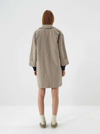Xint Naturel Formunu Koruyan Oversize Trençkot