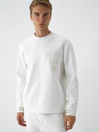 Xint Ekru Pamuk Dokulu Regular Fit Sweatshirt