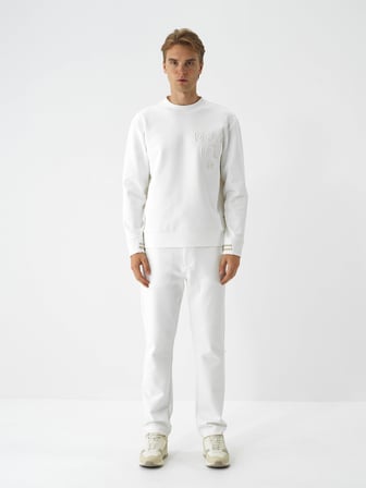 Xint Ekru Pamuk Dokulu Regular Fit Sweatshirt