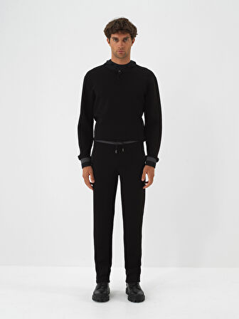 Xint Siyah Pamuk Dokulu Regular Fit Sweat Pantolon