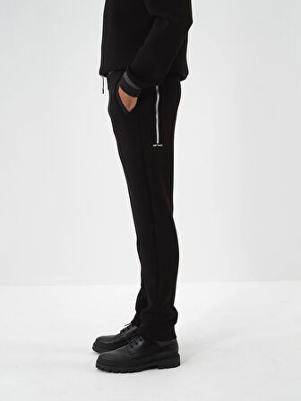 Xint Siyah Pamuk Dokulu Regular Fit Sweat Pantolon