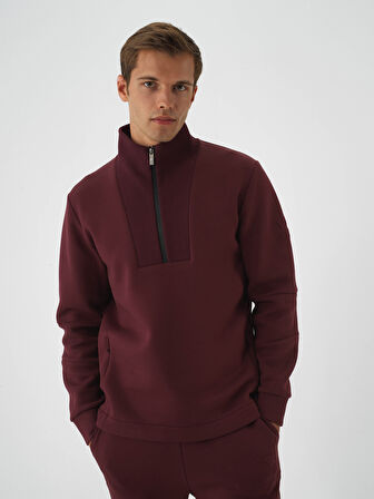 Xint Bordo Pamuk Dokulu Regular Fit Sweatshirt