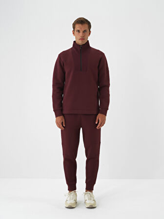 Xint Bordo Pamuk Dokulu Regular Fit Sweatshirt