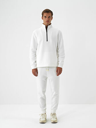 Xint Ekru Pamuk Dokulu Regular Fit Sweat Pantolon