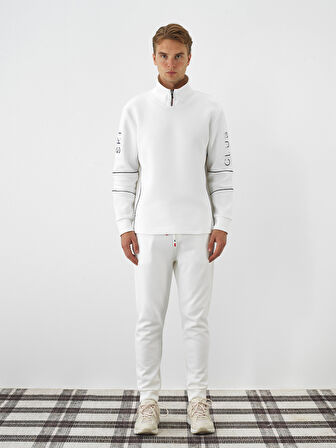 Xint Ekru Pamuk Dokulu Slim Fit Sweat Pantolon