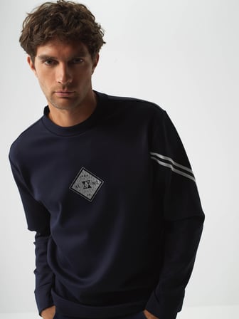 Xint Lacivert Esnek Dokulu Regular Fit Sweatshirt