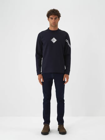 Xint Lacivert Esnek Dokulu Regular Fit Sweatshirt