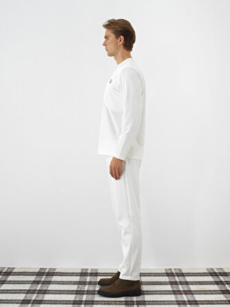 Xint Ekru Esnek Dokulu Regular Fit Uzun Kollu Tişört